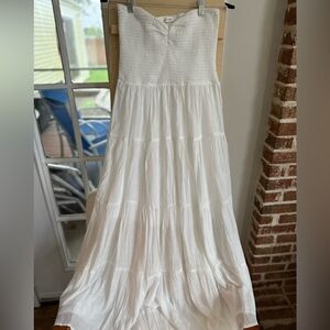 Olivia Grey White Smocked Dress